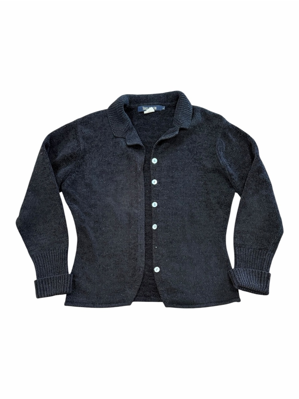 French Connection Black Vintage Button Down Cardigan Sweater L